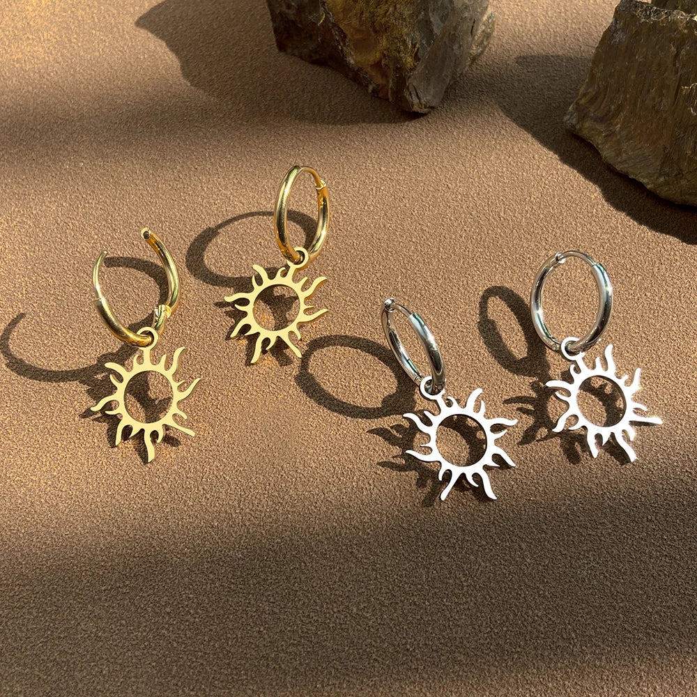 Sun Earrings Star Gold Or Silver