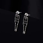 Silver Skeleton Dangle Earrings