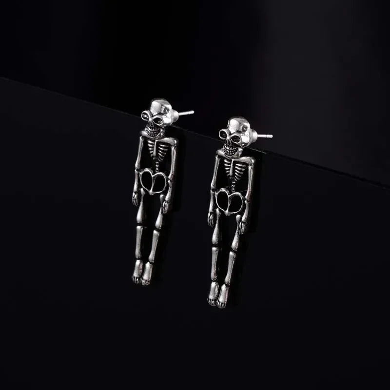Silver Skeleton Dangle Earrings