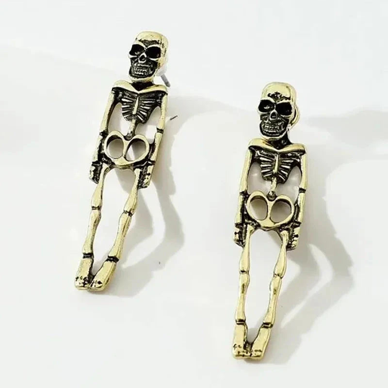 Gold Skeleton Dangle Earrings