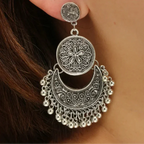 Boucles d'Oreilles Pendantes Style Bohême Baroque argent