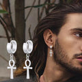 Egyptian Style Dangle Earrings Ankh Cross silver