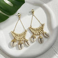 Boucles d'Oreilles Pendantes Style Nature Coquillage Cauri