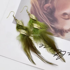 Boucles d'Oreilles Pendantes Stylées avec Plumes 5