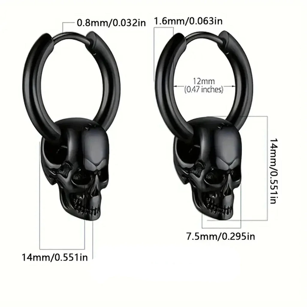Men's Skull Pendant Earrings