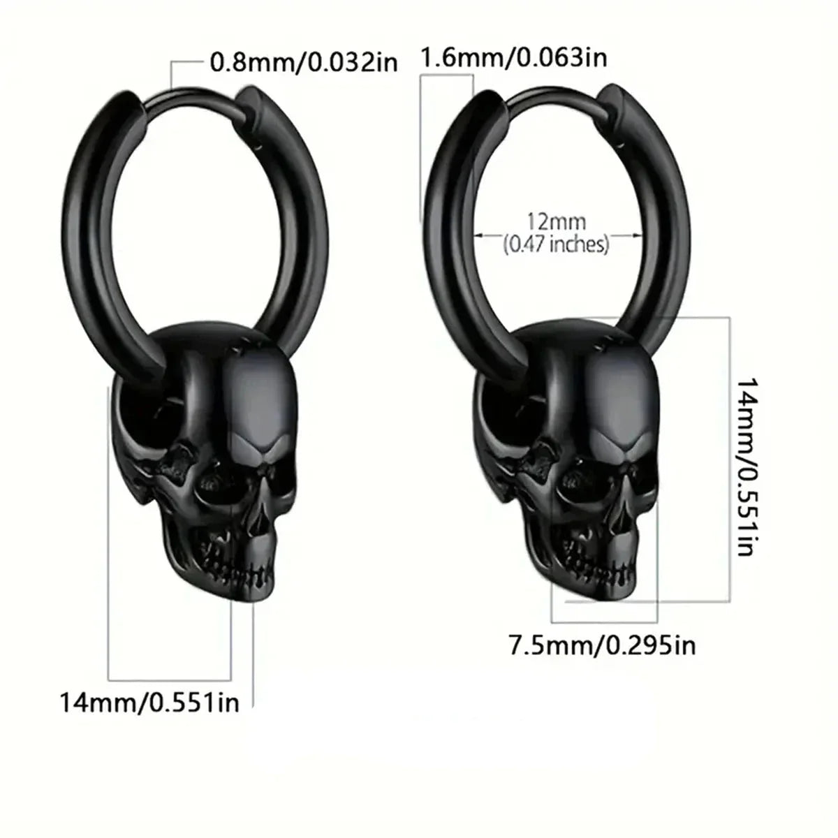 Men's Skull Pendant Earrings