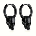 Men's Black Skull Pendant Earrings