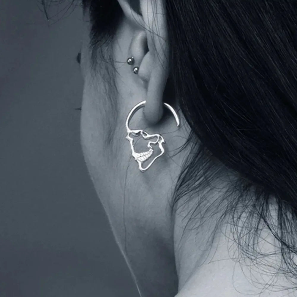 Skull Dangle Earrings for Men or Women silver