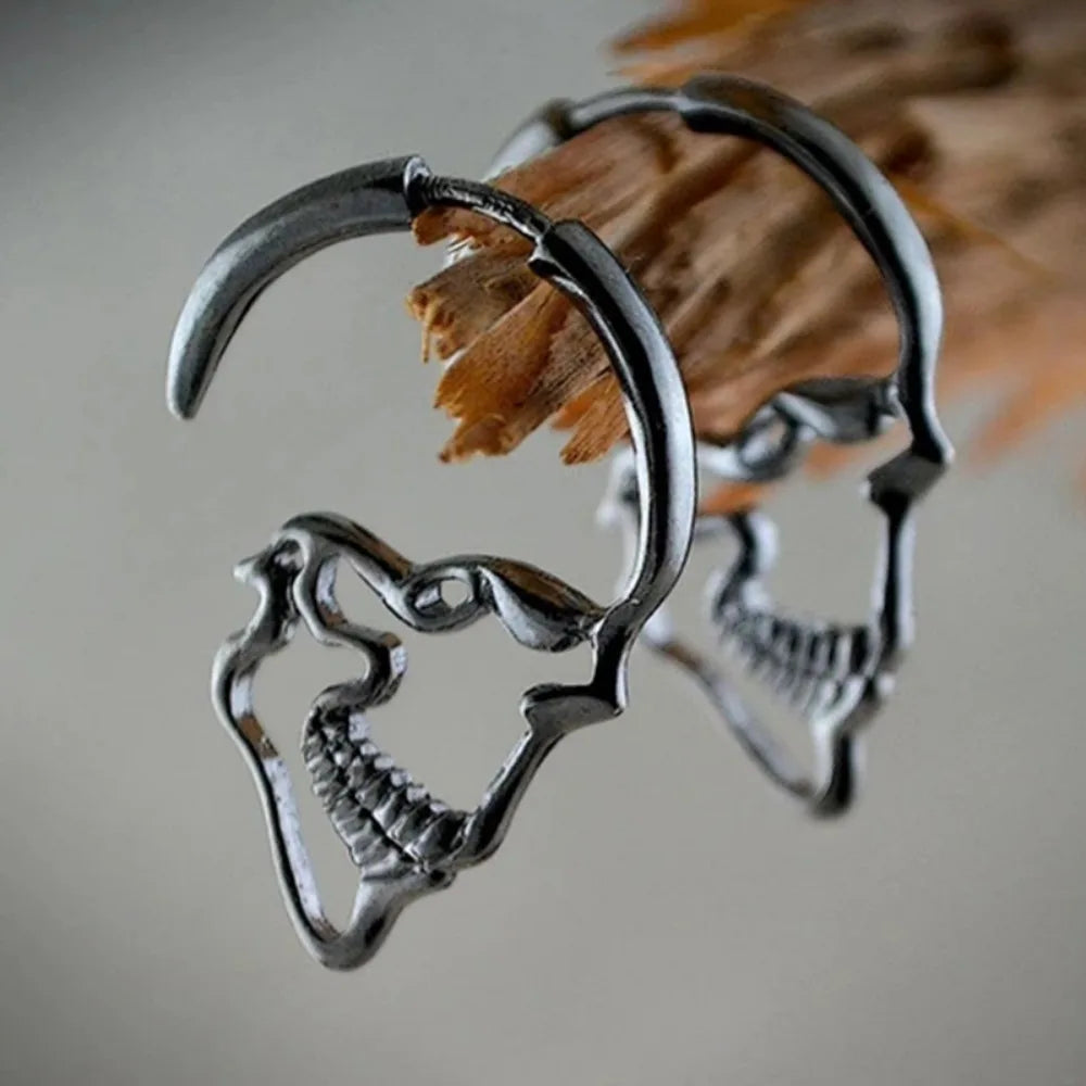 Skull Dangle Earrings for Men or Women silver