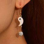 Yin Yang Gold & Silver Dangling Earrings gold