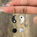 Yin Yang Gold & Silver Dangling Earrings gold