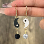 Yin Yang Gold & Silver Dangling Earrings gold