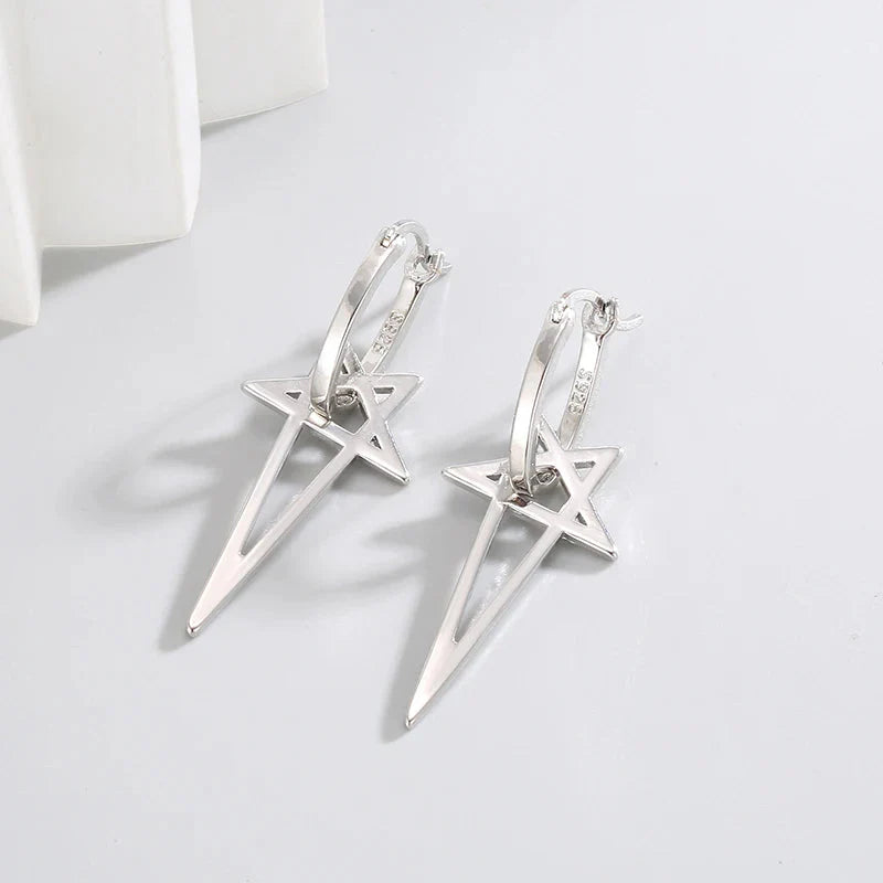 Long Pentacle Earrings Witchcraft Wiccan Woman