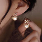 White Pearl Earrings for Women