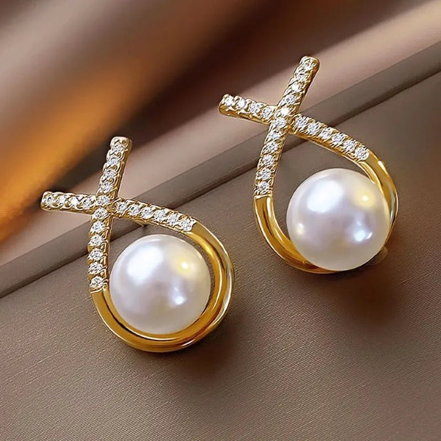 White Pearl Earrings for Women