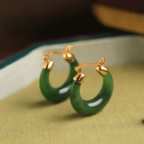 Green Jasper Stone Earrings