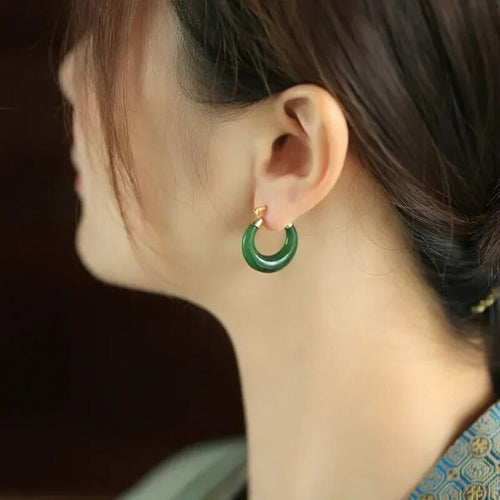 Green Jasper Stone Earrings