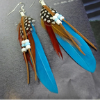Boucles d'oreilles plumes style Apaches bleu