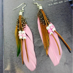 Boucles d'oreilles plumes style Apaches rose