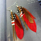 Boucles d'oreilles plumes style Apaches rouge