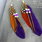Boucles d'oreilles plumes style Apaches violet