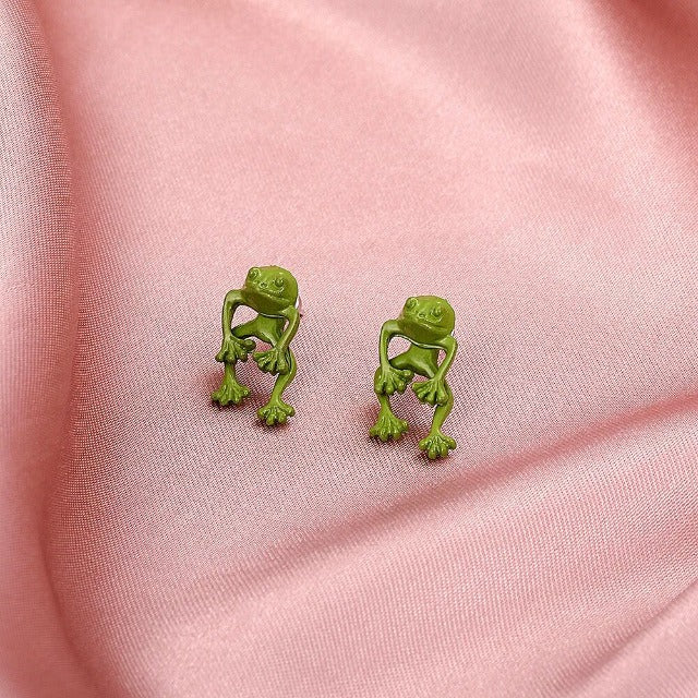 Green Frog Earrings for Women