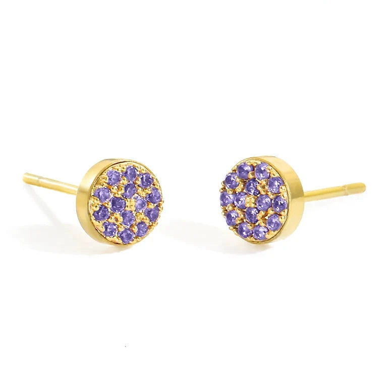 Boucles d'oreilles puces avec pierre de naissance pour femme juin