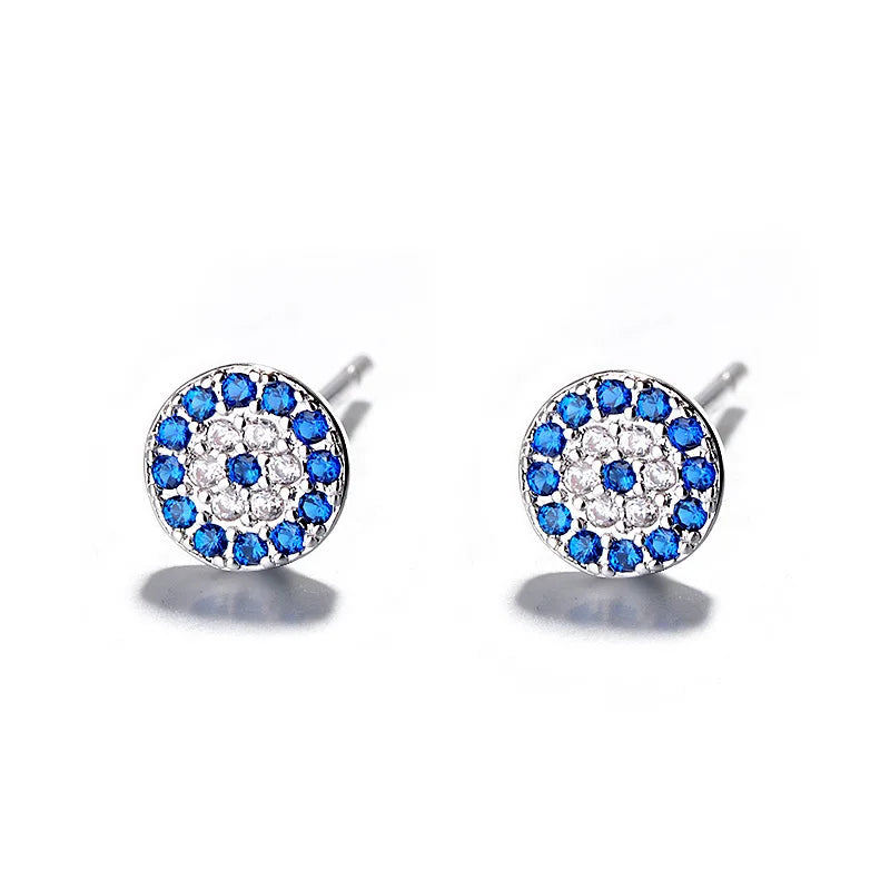 Retro Blue Turkish Crystal Evil Eye Earrings