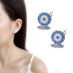 Retro Blue Turkish Crystal Evil Eye Earrings