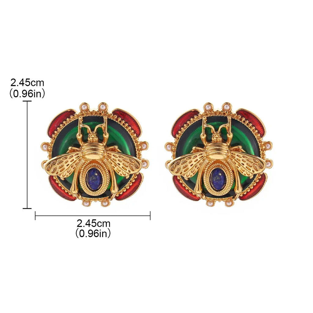 Boucles d'oreilles rondes abeille