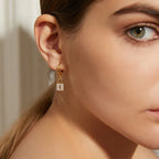 Boucles d'oreilles créoles clef et cadenas avec strass