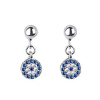 Round Earrings Evil Eye Blue Turkish Crystal