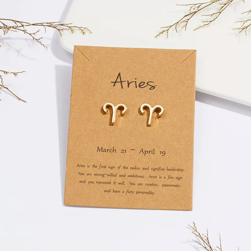 Zodiac Sign Earrings 12 Constellations Aries