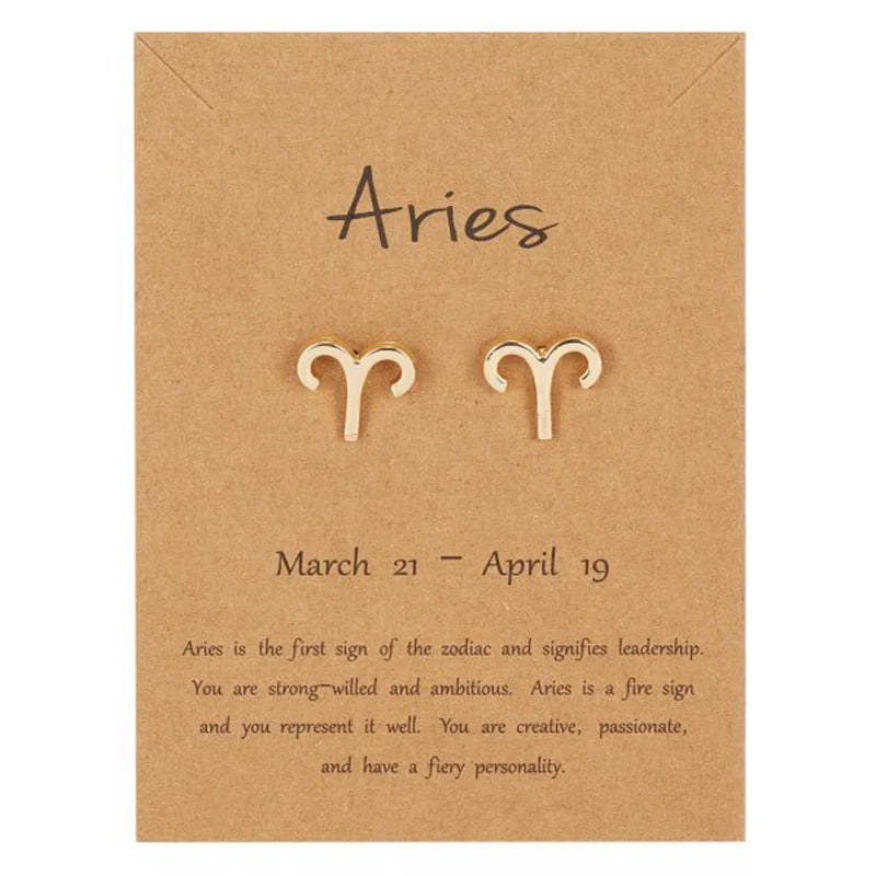 Zodiac Sign Earrings 12 Constellations Aries