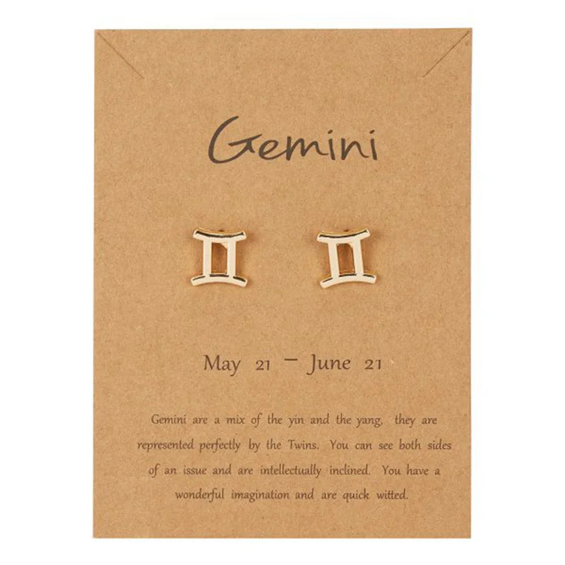 Zodiac Sign Earrings 12 Constellations Gemini