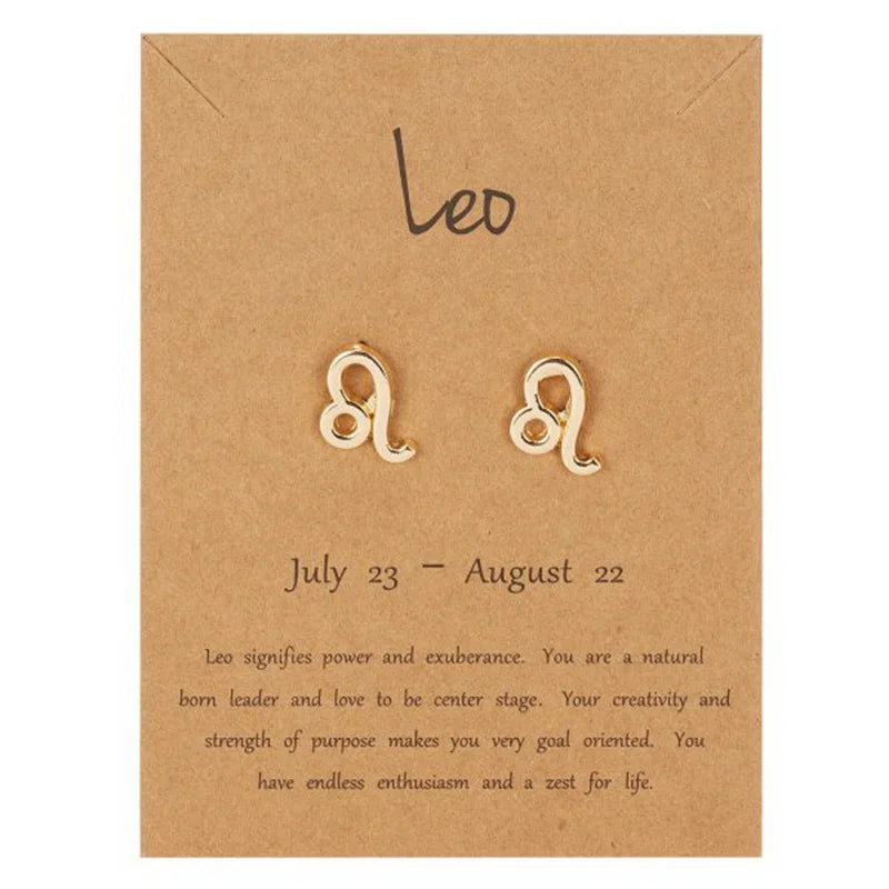 Zodiac Sign Earrings 12 Constellations Leo
