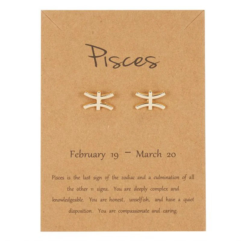 Zodiac Sign Earrings 12 Constellations Pisces