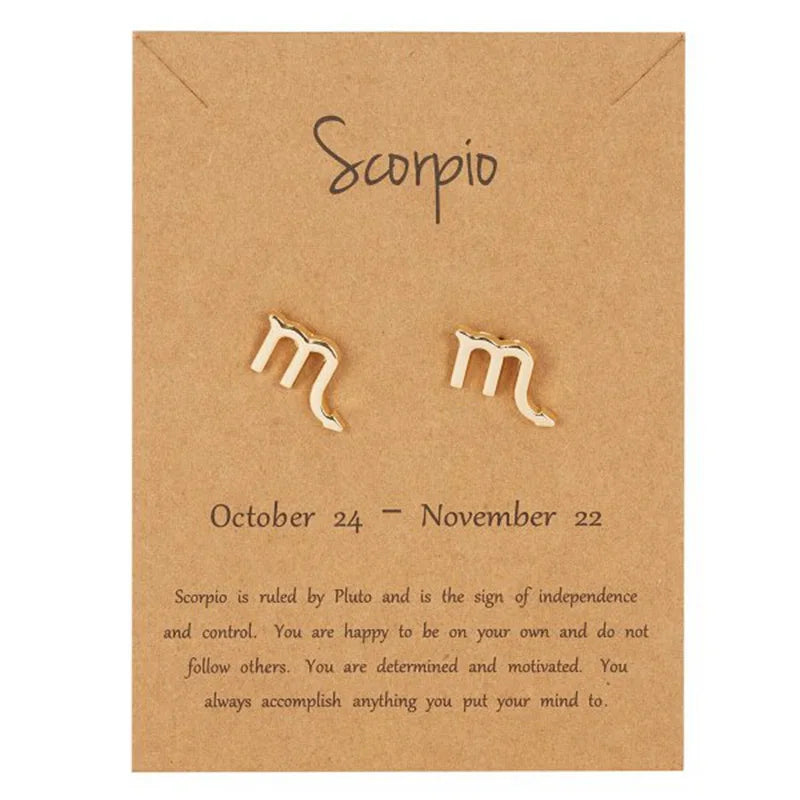 Zodiac Sign Earrings 12 Constellations Scorpio