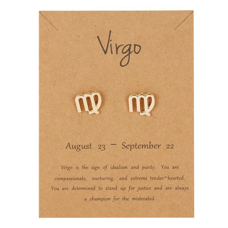 Zodiac Sign Earrings 12 Constellations Virgo