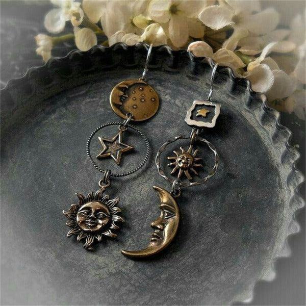 Sun Moon Star Dangling Earrings Women's Celestial