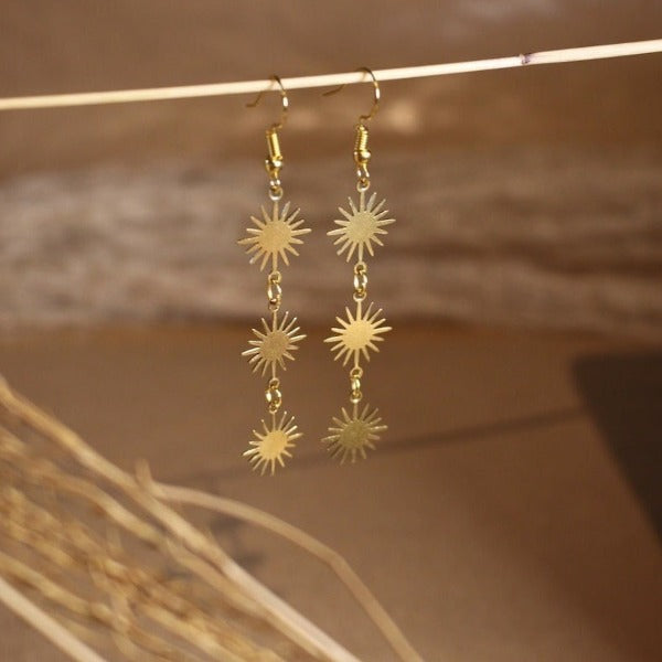Sun Pendant Earrings Star Woman