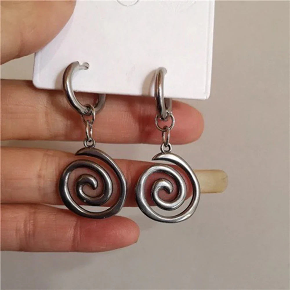 Women's Spiral Hoop Dangle Earrings