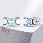 Triple Moon Earrings Witchcraft Wiccan Studs Woman