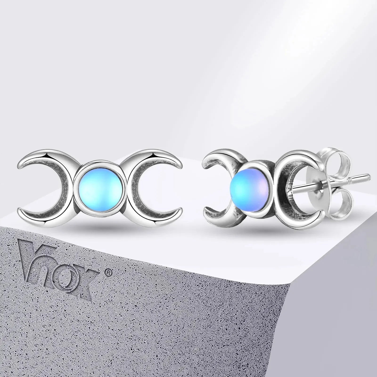 Triple Moon Earrings Witchcraft Wiccan Studs Woman