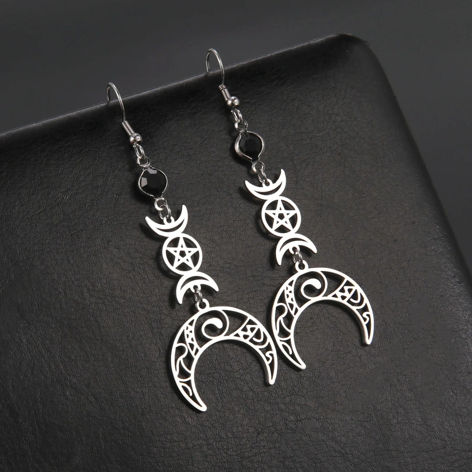 Triple Moon Witchcraft Wiccan Woman Dangling Earrings