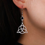 Triquetra Dangle Earrings for Women Trinity Knot silver
