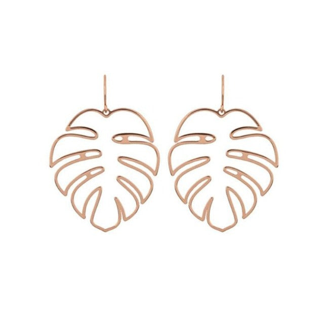 Tropical Palm Leaf Earrings rose gold