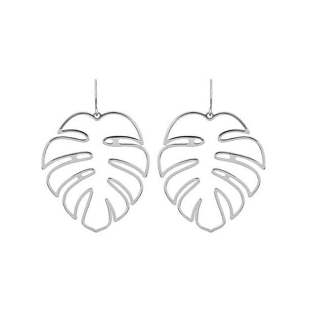 Tropical Palm Leaf Earrings silver