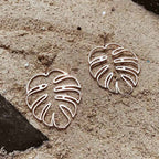 Tropical Palm Leaf Earrings rose gold