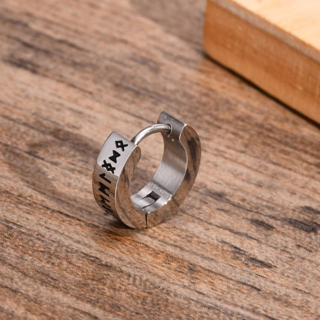 Viking Hoop Earrings Men Women Celtic Nordic Silver